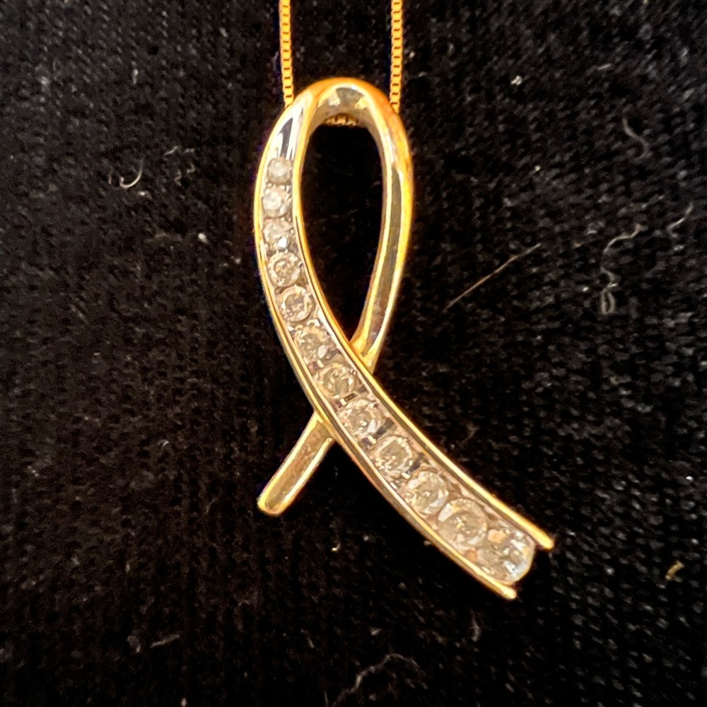 SOLD 4/11 10K Yellow Gold & Diamond Slider Pendant Necklace (appraised) - Picture 3 of 12